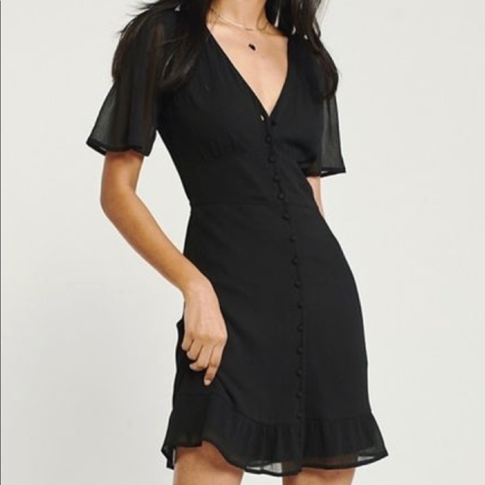 Abercrombie Black Ruffle Hem Mini Dress